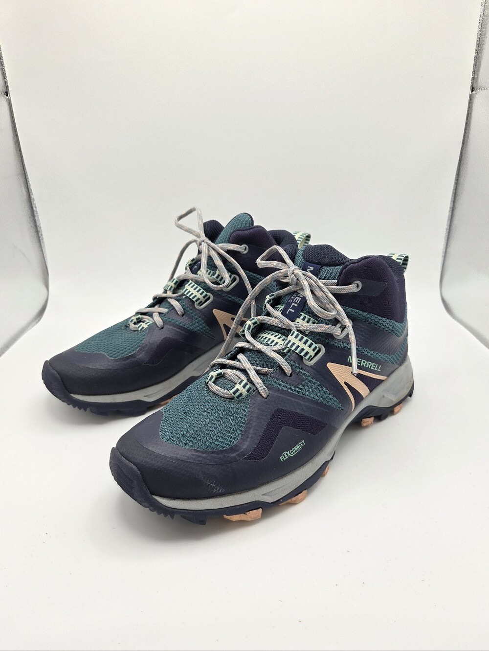 Merrell MQM Flex 2 Laces Hiking Boot Teal Blue Gore TEX Invisible Fit Womens 7.5